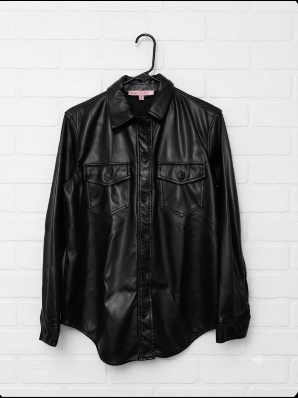 Crave Fame Faux Leather Button-Down Shirt Jacket / Shacket - Size S